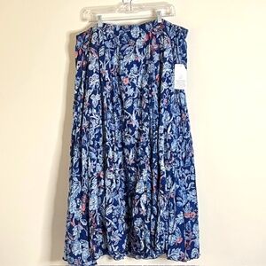 Jessica London Floral Maxi Rope Skirt SZ 32W Boho Peasant Cottage Core NWT